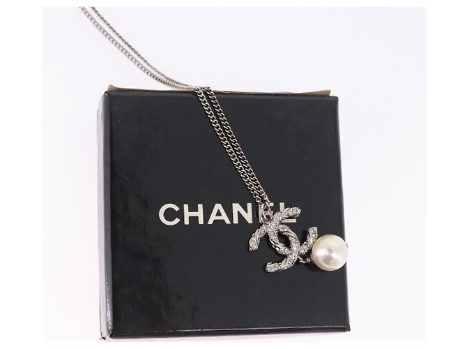 Collana CHANEL COCO Metallo Argento CC Auth 198854V - vista 15