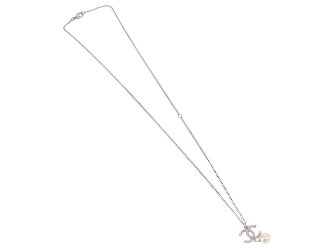 Collana CHANEL COCO Metallo Argento CC Auth 198854V - vista 2