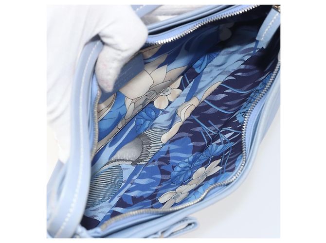 Borsa a tracolla Salvatore Ferragamo Vara Ribbon in pelle blu argento Auth BA14892 Blu chiaro - vista 18