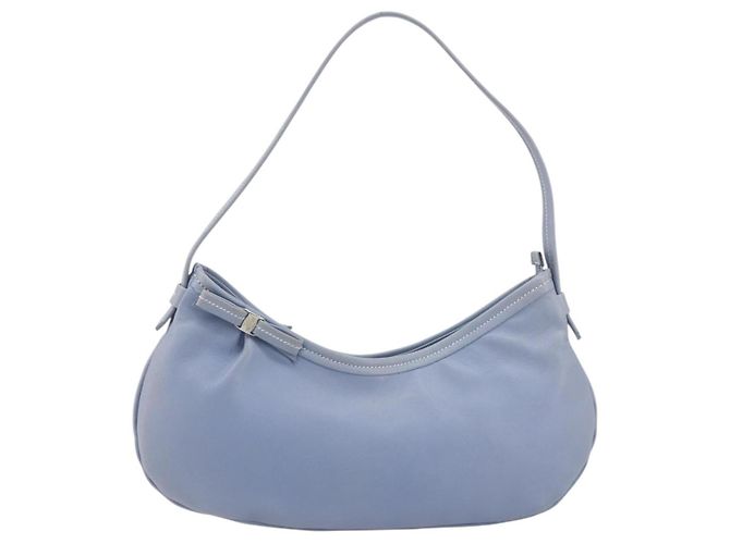 Borsa a tracolla Salvatore Ferragamo Vara Ribbon in pelle blu argento Auth BA14892 Blu chiaro - vista 2