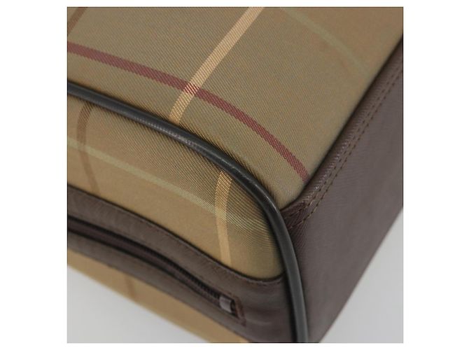 Borsa a mano Burberrys Nova Check Canvas Brown Gold Auth 198681 Marrone D'oro - vista 11