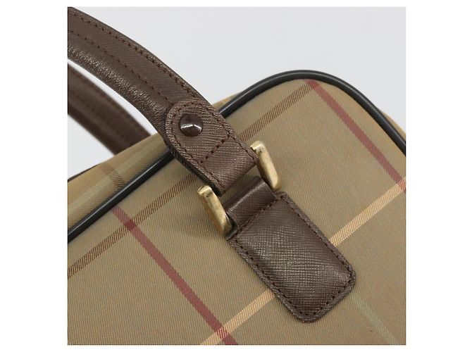 Borsa a mano Burberrys Nova Check Canvas Brown Gold Auth 198681 Marrone D'oro - vista 14