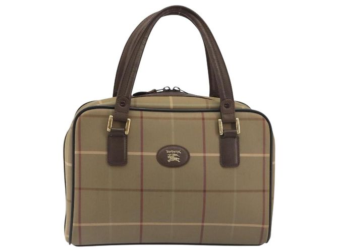 Borsa a mano Burberrys Nova Check Canvas Brown Gold Auth 198681 Marrone D'oro - vista 2