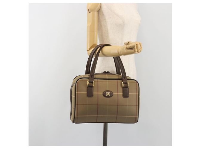 Borsa a mano Burberrys Nova Check Canvas Brown Gold Auth 198681 Marrone D'oro - vista 21