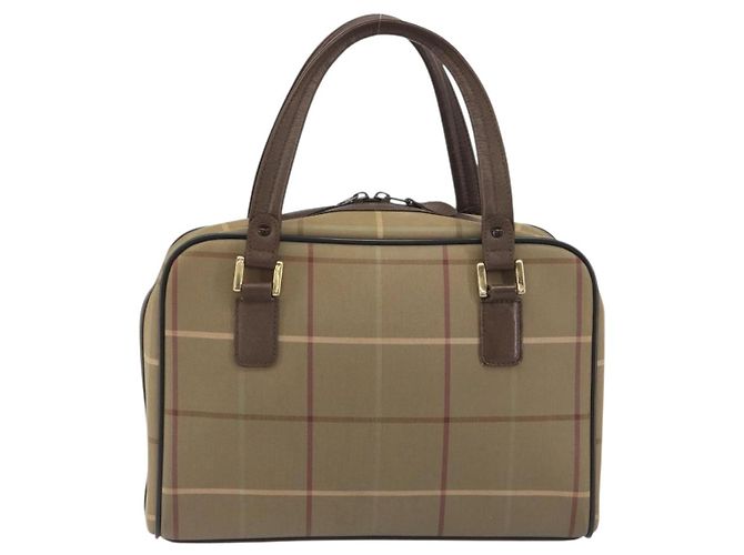 Borsa a mano Burberrys Nova Check Canvas Brown Gold Auth 198681 Marrone D'oro - vista 3