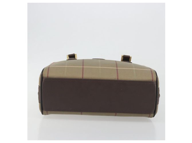 Borsa a mano Burberrys Nova Check Canvas Brown Gold Auth 198681 Marrone D'oro - vista 9