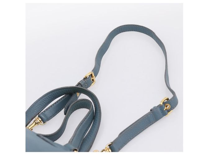 Borsa Tote Miu Miu in Pelle 2 vie Blu Tono Oro Auth BA14873 - vista 10