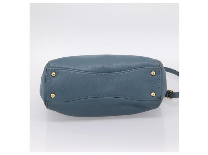 Borsa Tote Miu Miu in Pelle 2 vie Blu Tono Oro Auth BA14873 - vista 11