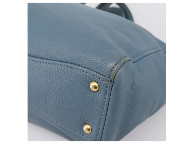 Borsa Tote Miu Miu in Pelle 2 vie Blu Tono Oro Auth BA14873 - vista 12