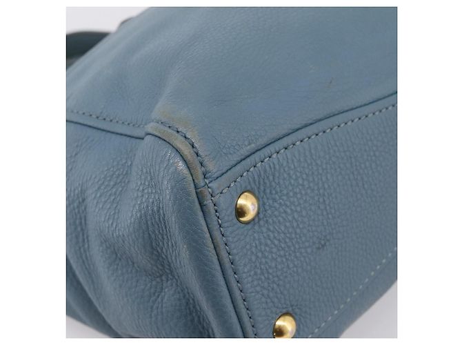 Borsa Tote Miu Miu in Pelle 2 vie Blu Tono Oro Auth BA14873 - vista 13