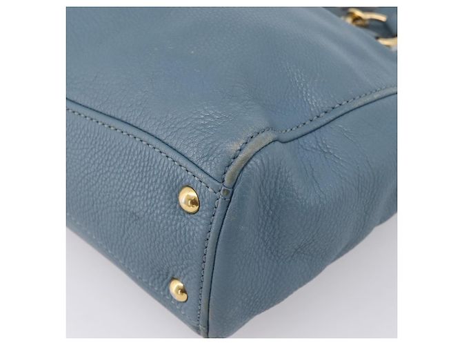 Borsa Tote Miu Miu in Pelle 2 vie Blu Tono Oro Auth BA14873 - vista 14