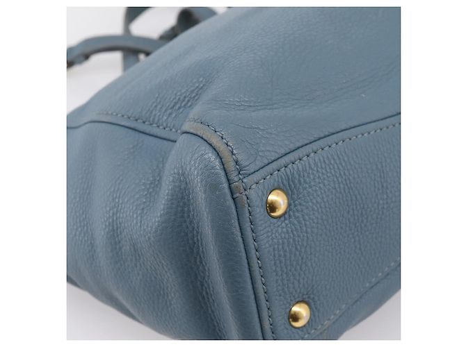 Borsa Tote Miu Miu in Pelle 2 vie Blu Tono Oro Auth BA14873 - vista 15