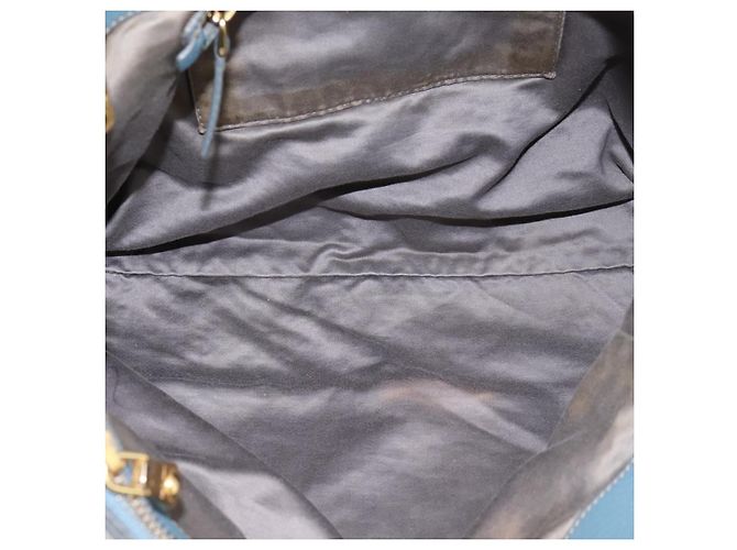 Borsa Tote Miu Miu in Pelle 2 vie Blu Tono Oro Auth BA14873 - vista 17