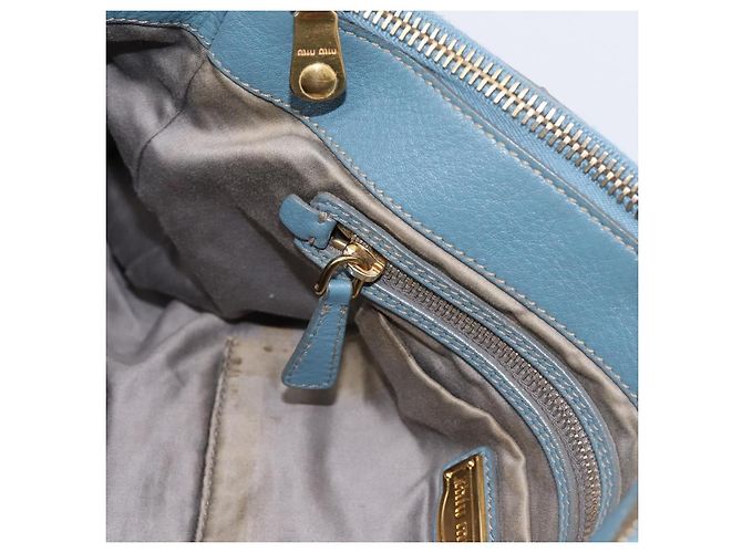 Borsa Tote Miu Miu in Pelle 2 vie Blu Tono Oro Auth BA14873 - vista 20