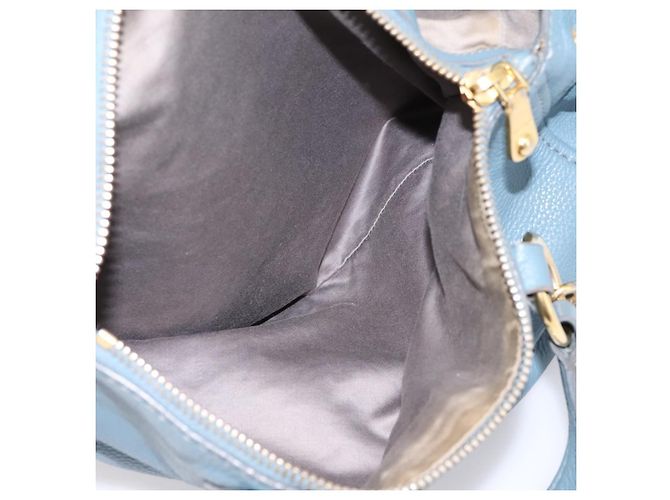 Borsa Tote Miu Miu in Pelle 2 vie Blu Tono Oro Auth BA14873 - vista 24