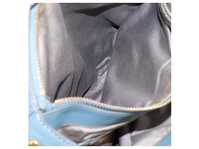 Borsa Tote Miu Miu in Pelle 2 vie Blu Tono Oro Auth BA14873 - vista 26