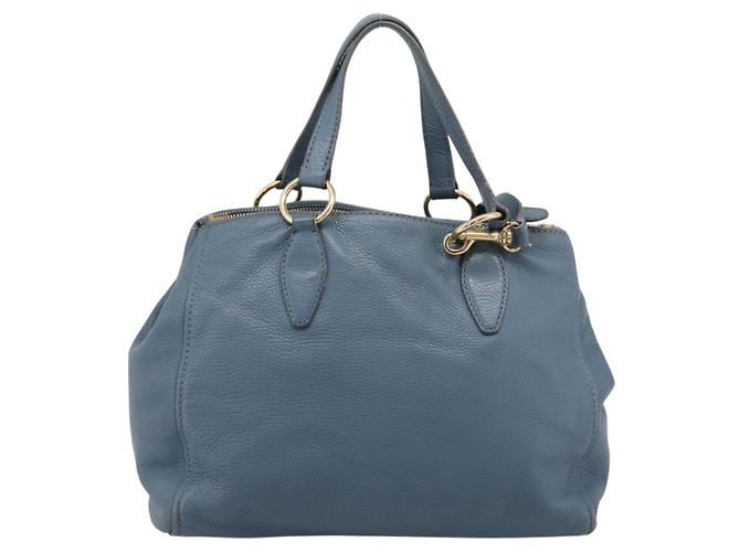 Borsa Tote Miu Miu in Pelle 2 vie Blu Tono Oro Auth BA14873 - vista 3