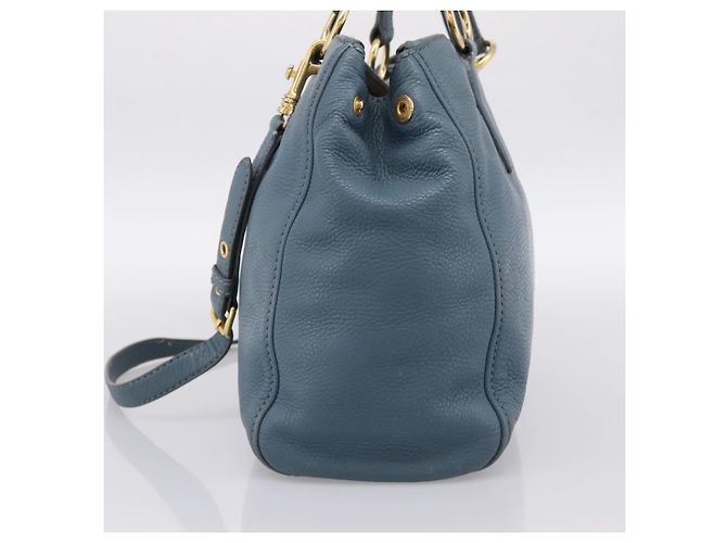 Borsa Tote Miu Miu in Pelle 2 vie Blu Tono Oro Auth BA14873 - vista 5
