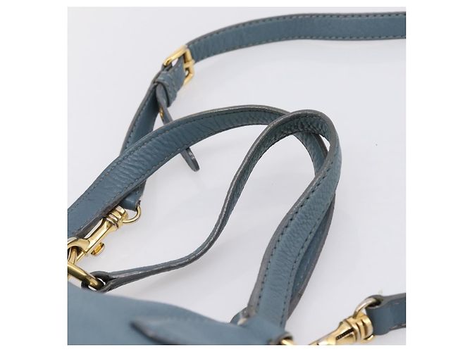 Borsa Tote Miu Miu in Pelle 2 vie Blu Tono Oro Auth BA14873 - vista 8