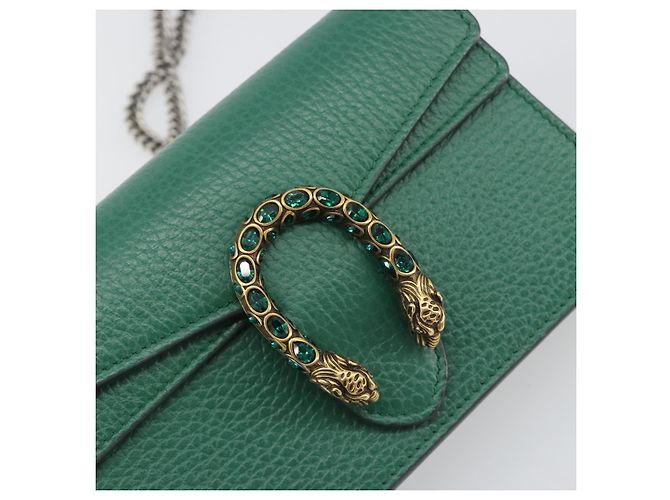 Borsa a tracolla GUCCI Duonisos in pelle Verde Oro 476432 Auth mr2815 D'oro - vista 15
