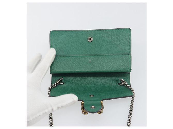 Borsa a tracolla GUCCI Duonisos in pelle Verde Oro 476432 Auth mr2815 D'oro - vista 16