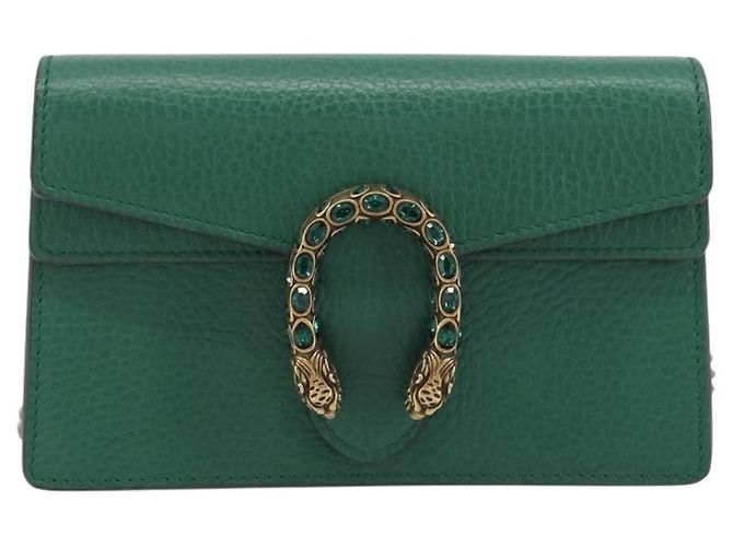 Borsa a tracolla GUCCI Duonisos in pelle Verde Oro 476432 Auth mr2815 D'oro - vista 2