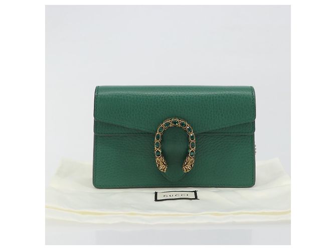 Borsa a tracolla GUCCI Duonisos in pelle Verde Oro 476432 Auth mr2815 D'oro - vista 22