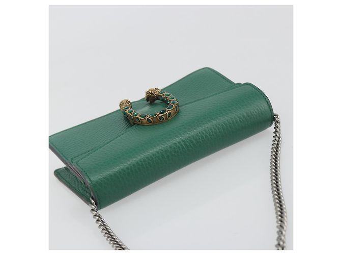 Borsa a tracolla GUCCI Duonisos in pelle Verde Oro 476432 Auth mr2815 D'oro - vista 6