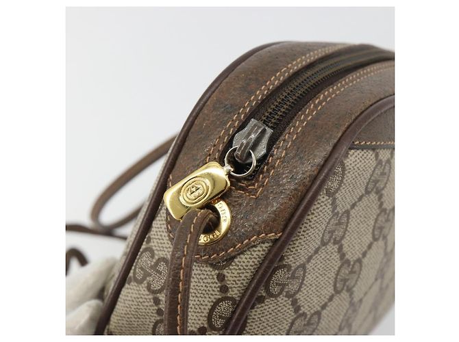 Borsa GUCCI GG Supreme Web Sherry Line PVC Beige Gold 156 02 066 Auth ka5796 D'oro - vista 16