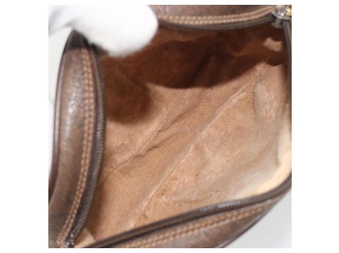 Borsa GUCCI GG Supreme Web Sherry Line PVC Beige Gold 156 02 066 Auth ka5796 D'oro - vista 18