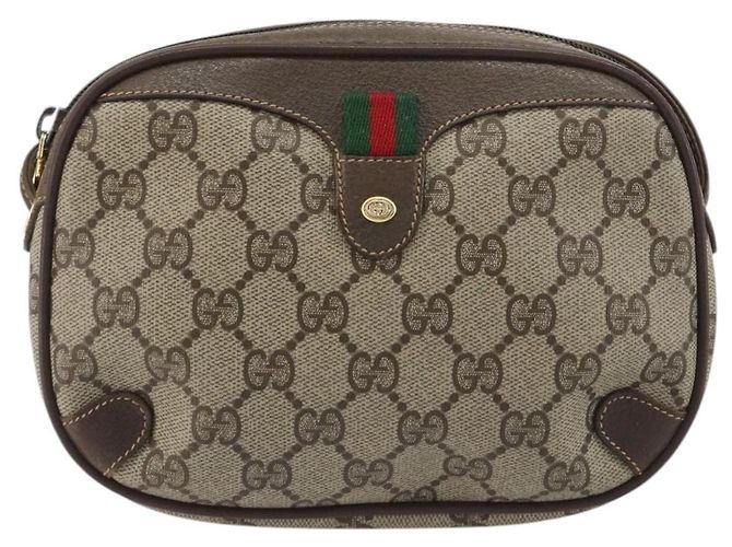 Borsa GUCCI GG Supreme Web Sherry Line PVC Beige Gold 156 02 066 Auth ka5796 D'oro - vista 2