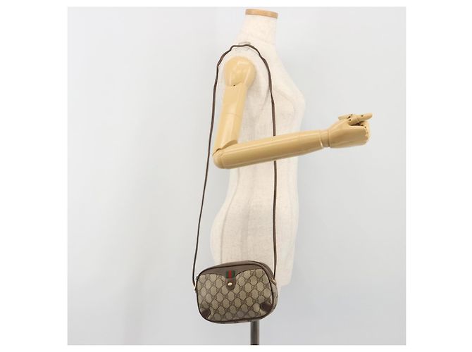 Borsa GUCCI GG Supreme Web Sherry Line PVC Beige Gold 156 02 066 Auth ka5796 D'oro - vista 22