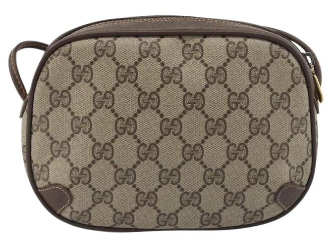 Borsa GUCCI GG Supreme Web Sherry Line PVC Beige Gold 156 02 066 Auth ka5796 D'oro - vista 3