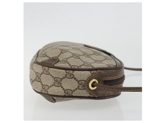Borsa GUCCI GG Supreme Web Sherry Line PVC Beige Gold 156 02 066 Auth ka5796 D'oro - vista 4