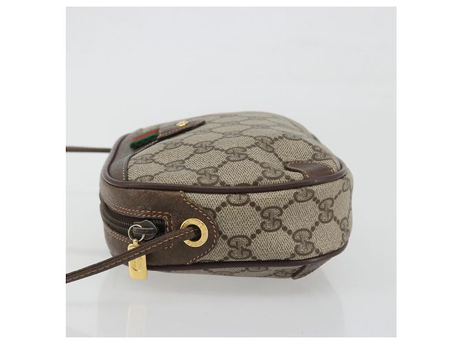 Borsa GUCCI GG Supreme Web Sherry Line PVC Beige Gold 156 02 066 Auth ka5796 D'oro - vista 5