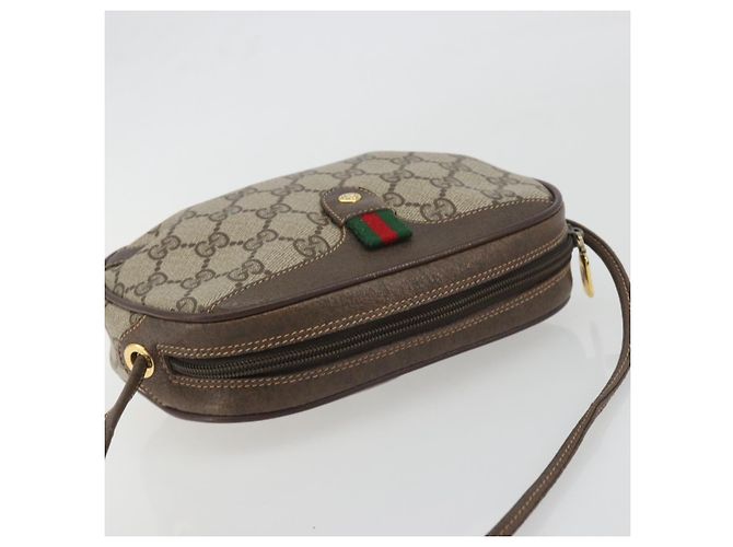 Borsa GUCCI GG Supreme Web Sherry Line PVC Beige Gold 156 02 066 Auth ka5796 D'oro - vista 6