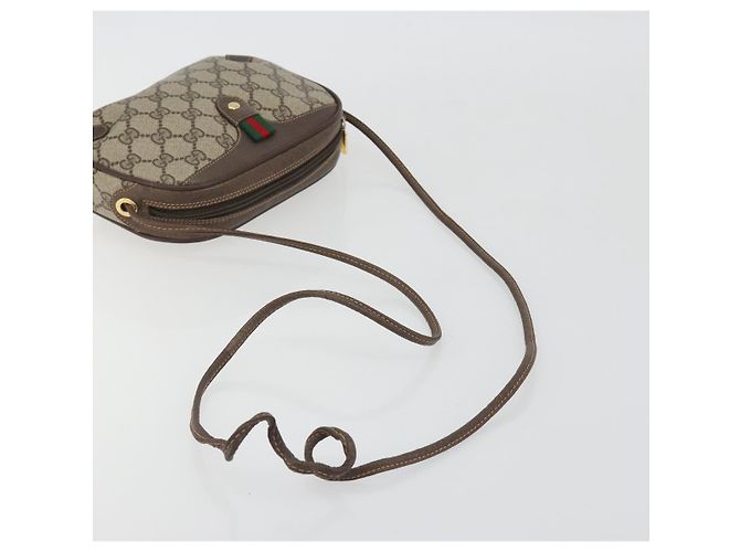 Borsa GUCCI GG Supreme Web Sherry Line PVC Beige Gold 156 02 066 Auth ka5796 D'oro - vista 7