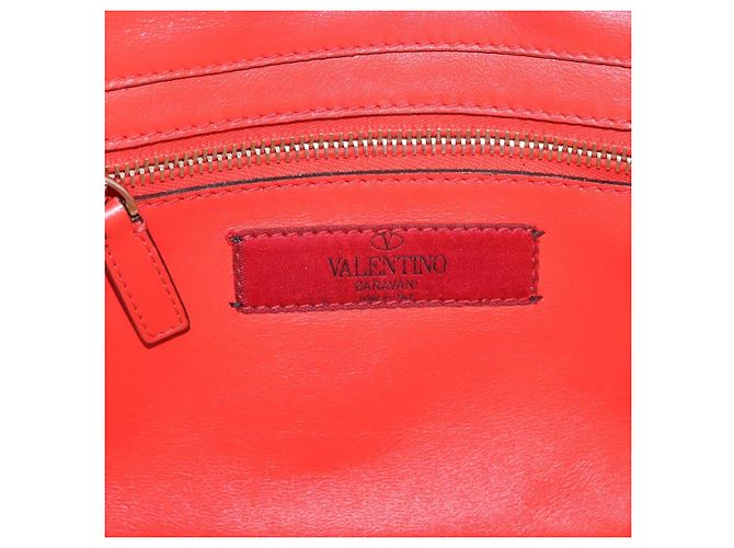 Borsa Tote VALENTINO Studs in pelle 2way Rossa Tono Oro Auth BA14871 Rosso - vista 18