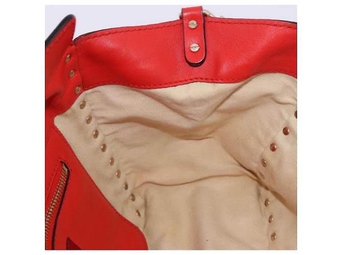 Borsa Tote VALENTINO Studs in pelle 2way Rossa Tono Oro Auth BA14871 Rosso - vista 20