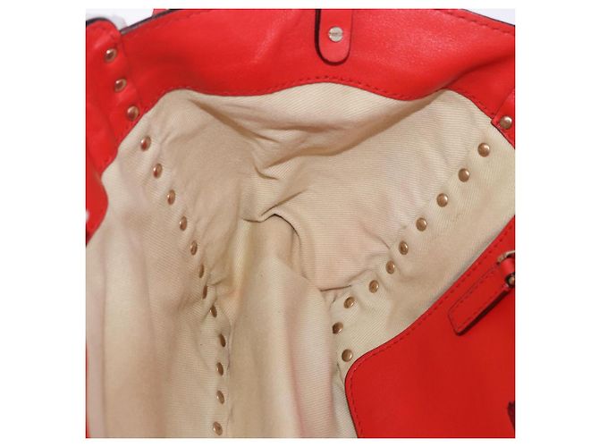 Borsa Tote VALENTINO Studs in pelle 2way Rossa Tono Oro Auth BA14871 Rosso - vista 21