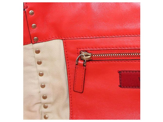 Borsa Tote VALENTINO Studs in pelle 2way Rossa Tono Oro Auth BA14871 Rosso - vista 22