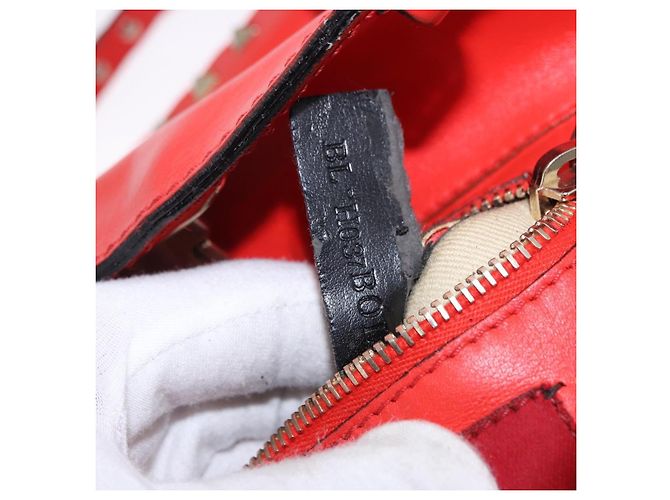 Borsa Tote VALENTINO Studs in pelle 2way Rossa Tono Oro Auth BA14871 Rosso - vista 24