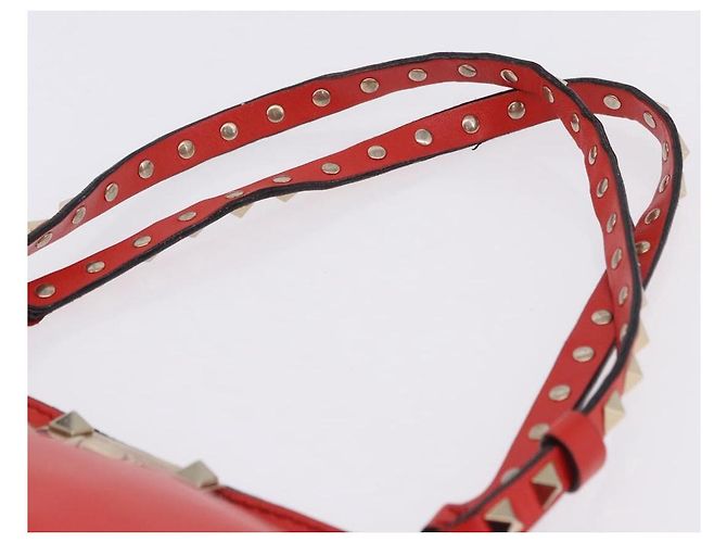 Borsa Tote VALENTINO Studs in pelle 2way Rossa Tono Oro Auth BA14871 Rosso - vista 8