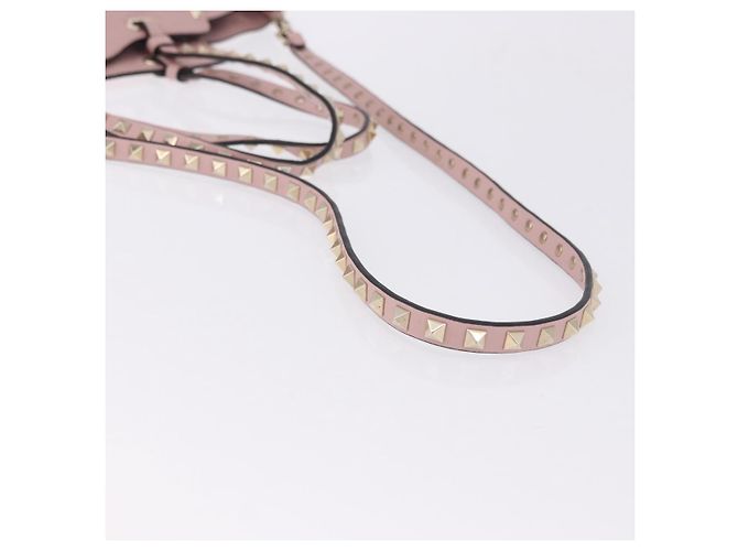 Borsa Tote VALENTINO Studs in pelle 2way Rosa Tono Oro Auth BA14769 - vista 10