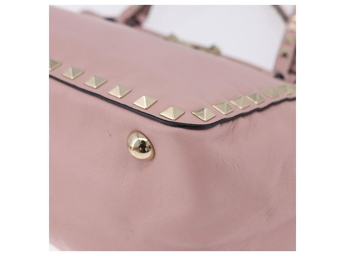Borsa Tote VALENTINO Studs in pelle 2way Rosa Tono Oro Auth BA14769 - vista 14