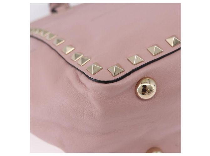 Borsa Tote VALENTINO Studs in pelle 2way Rosa Tono Oro Auth BA14769 - vista 15