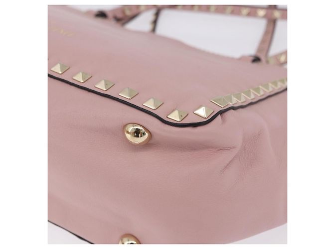Borsa Tote VALENTINO Studs in pelle 2way Rosa Tono Oro Auth BA14769 - vista 16