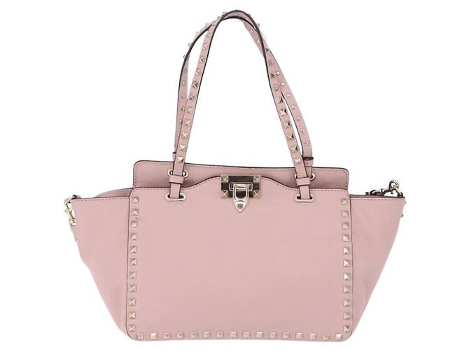Borsa Tote VALENTINO Studs in pelle 2way Rosa Tono Oro Auth BA14769 - vista 2