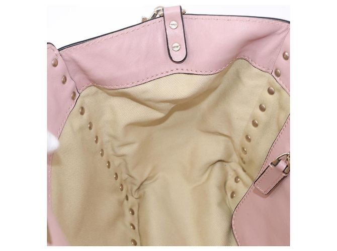 Borsa Tote VALENTINO Studs in pelle 2way Rosa Tono Oro Auth BA14769 - vista 22