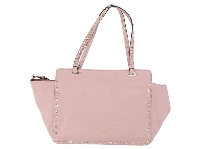 Borsa Tote VALENTINO Studs in pelle 2way Rosa Tono Oro Auth BA14769 - vista 3